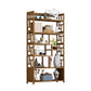 Contemporary Vertical Etagere Open Book Shelf Brown Bamboo Bookshelf for Study Room