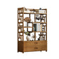 Contemporary Vertical Etagere Open Book Shelf Brown Bamboo Bookshelf for Study Room