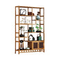 Contemporary Vertical Etagere Open Book Shelf Brown Bamboo Bookshelf for Study Room