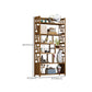 Contemporary Vertical Etagere Open Book Shelf Brown Bamboo Bookshelf for Study Room