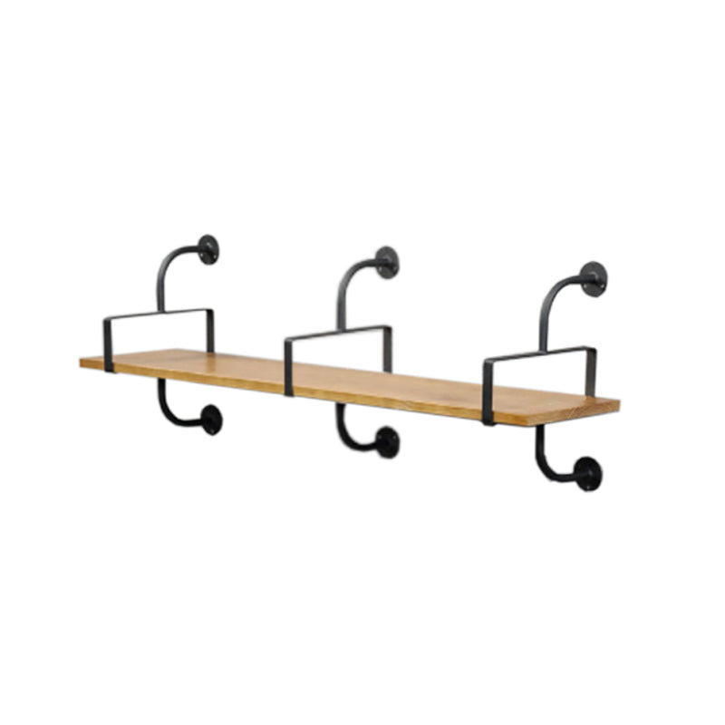 Metal and Wooden Shelf Bookcase Floating Open Wall Mounted Book Shelf for Study Room 59.1"L x 10.2"W x 16.9"H Clearhalo 'Bookcases' 'furn' 'furn_bookcases' 'Furniture' 'Office Furniture' 6220155