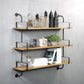 Metal and Wooden Shelf Bookcase Floating Open Wall Mounted Book Shelf for Study Room 47.2"L x 10.2"W x 42.5"H Clearhalo 'Bookcases' 'furn' 'furn_bookcases' 'Furniture' 'Office Furniture' 6220156