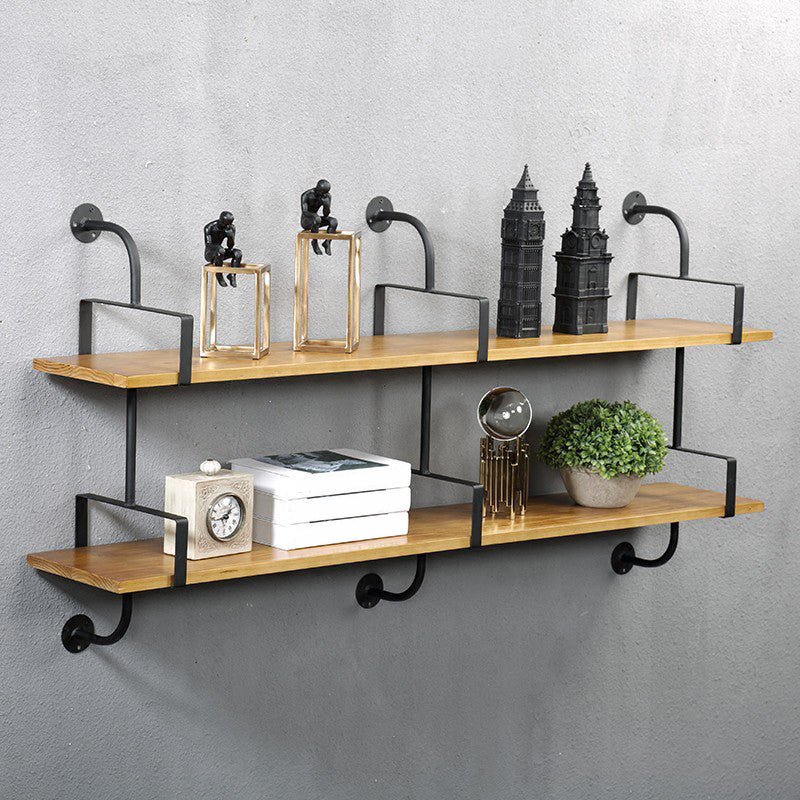 Metal and Wooden Shelf Bookcase Floating Open Wall Mounted Book Shelf for Study Room Clearhalo 'Bookcases' 'furn' 'furn_bookcases' 'Furniture' 'Office Furniture' 6220158