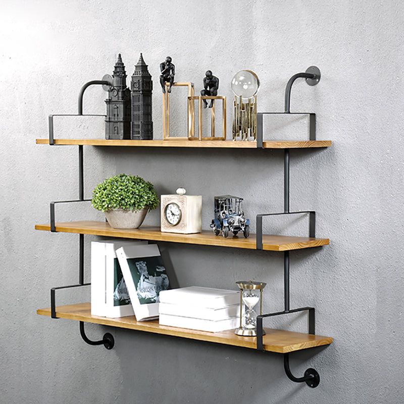 Metal and Wooden Shelf Bookcase Floating Open Wall Mounted Book Shelf for Study Room Clearhalo 'Bookcases' 'furn' 'furn_bookcases' 'Furniture' 'Office Furniture' 6220161