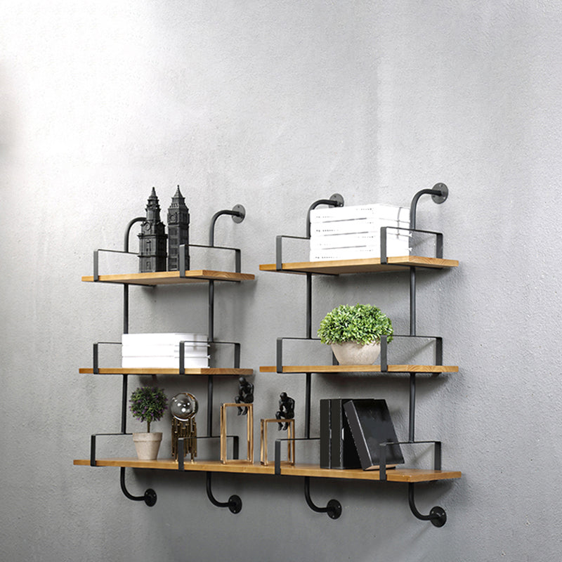 Metal and Wooden Shelf Bookcase Floating Open Wall Mounted Book Shelf for Study Room Clearhalo 'Bookcases' 'furn' 'furn_bookcases' 'Furniture' 'Office Furniture' 6220162
