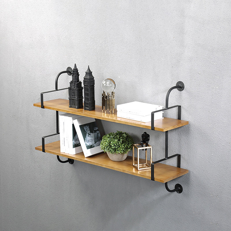 Metal and Wooden Shelf Bookcase Floating Open Wall Mounted Book Shelf for Study Room Clearhalo 'Bookcases' 'furn' 'furn_bookcases' 'Furniture' 'Office Furniture' 6220163