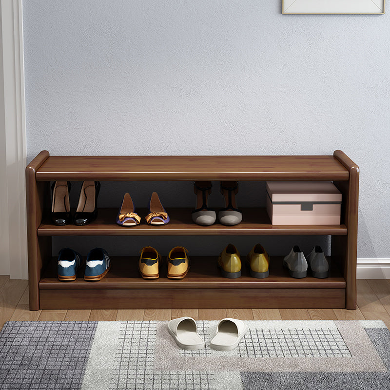 Modern Rubber Wood Bench Rectangle 14"Wide Accent Bench with Storage Nut-Brown Wood Clearhalo 'Benches' 'Chairs & Seating' 'furn' 'furn_benches' 'Furniture' 'Living Room Furniture' 6220695