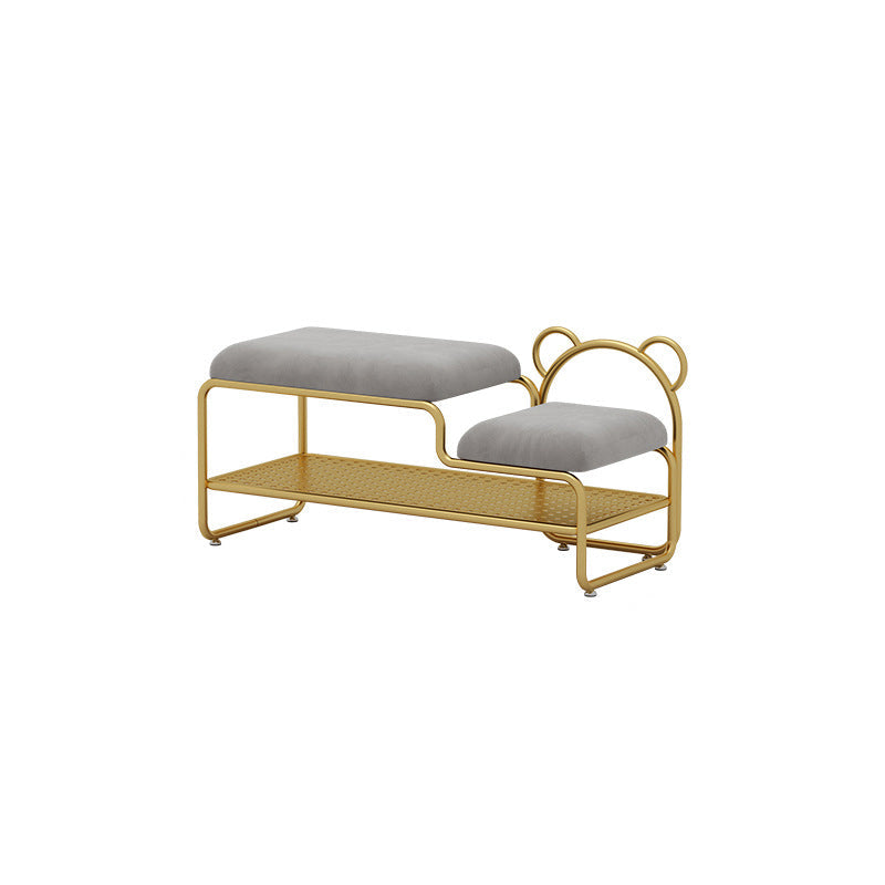 12.48-inch W Metal Entryway Bench Cushioned Seating Bench with Shoe Storage Gray Clearhalo 'Benches' 'Chairs & Seating' 'furn' 'furn_benches' 'Furniture' 'Living Room Furniture' 6220705