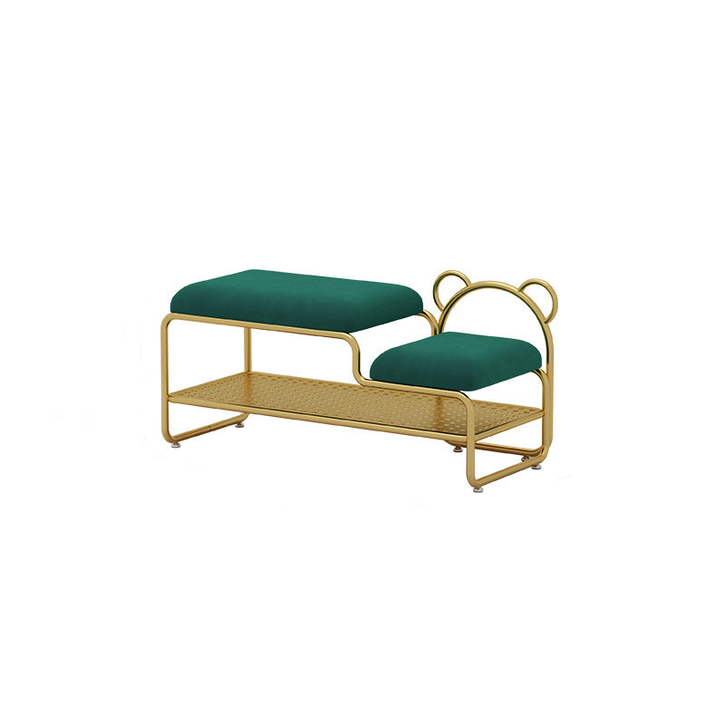 12.48-inch W Metal Entryway Bench Cushioned Seating Bench with Shoe Storage Green Clearhalo 'Benches' 'Chairs & Seating' 'furn' 'furn_benches' 'Furniture' 'Living Room Furniture' 6220709