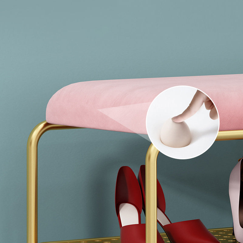 12.48-inch W Metal Entryway Bench Cushioned Seating Bench with Shoe Storage Clearhalo 'Benches' 'Chairs & Seating' 'furn' 'furn_benches' 'Furniture' 'Living Room Furniture' 6220710