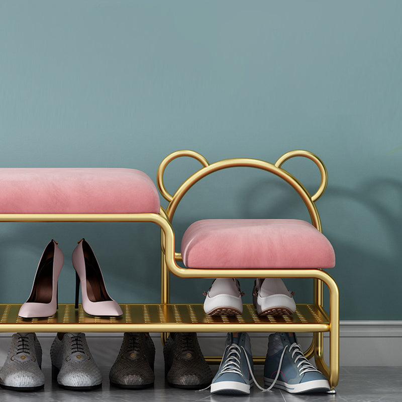 12.48-inch W Metal Entryway Bench Cushioned Seating Bench with Shoe Storage Clearhalo 'Benches' 'Chairs & Seating' 'furn' 'furn_benches' 'Furniture' 'Living Room Furniture' 6220712