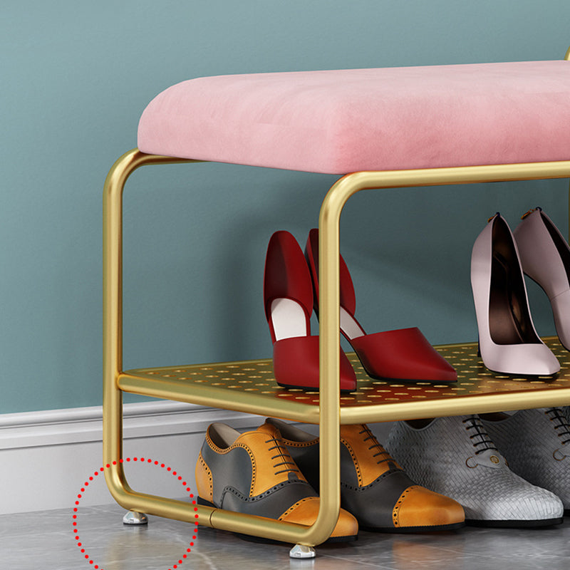 12.48-inch W Metal Entryway Bench Cushioned Seating Bench with Shoe Storage Clearhalo 'Benches' 'Chairs & Seating' 'furn' 'furn_benches' 'Furniture' 'Living Room Furniture' 6220713