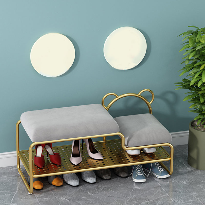 12.48-inch W Metal Entryway Bench Cushioned Seating Bench with Shoe Storage Clearhalo 'Benches' 'Chairs & Seating' 'furn' 'furn_benches' 'Furniture' 'Living Room Furniture' 6220715