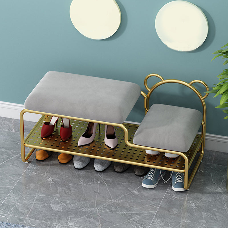 12.48-inch W Metal Entryway Bench Cushioned Seating Bench with Shoe Storage Clearhalo 'Benches' 'Chairs & Seating' 'furn' 'furn_benches' 'Furniture' 'Living Room Furniture' 6220716
