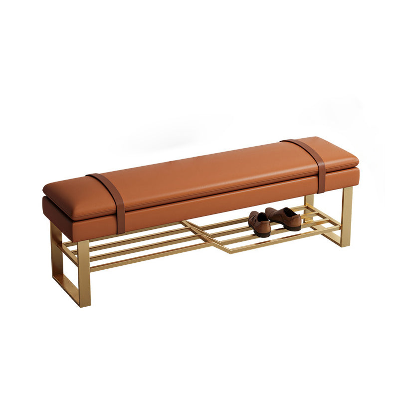 13.65-inch W Modern Entryway Bench Cushioned Seating Bench with Shoe Storage Orange Clearhalo 'Benches' 'Chairs & Seating' 'furn' 'furn_benches' 'Furniture' 'Living Room Furniture' 6220722