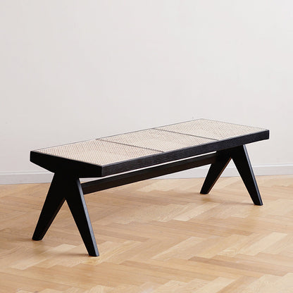 Tropical Entryway and Bedroom Bench Solid Wood Seating Bench with Legs Black Clearhalo 'Benches' 'Chairs & Seating' 'furn' 'furn_benches' 'Furniture' 'Living Room Furniture' 6220736