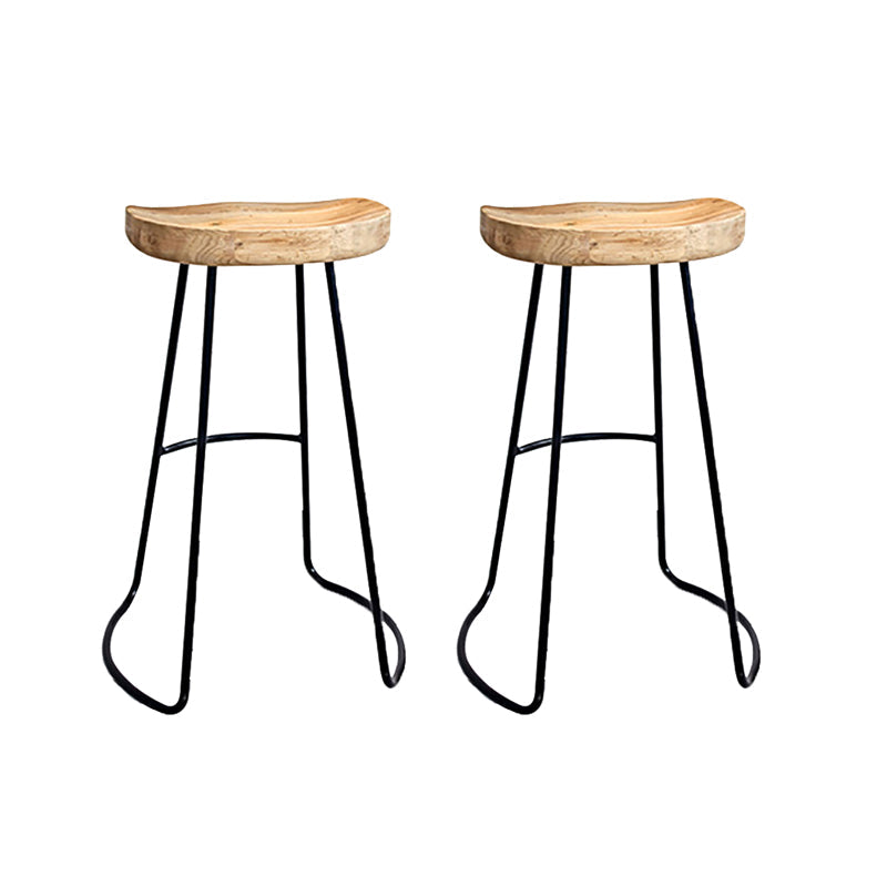 Saddle Seat Coffee Shop Bar & Counter Stool Modern Wood and Metal Dining Stool 2 Piece Set Counter Stool(26"H) Clearhalo 'Bar Furniture' 'Bar Stools' 'bar_stools' 'furn' 'furn_bar_stools' 'Furniture' 'Kitchen & Dining Furniture' 6220747