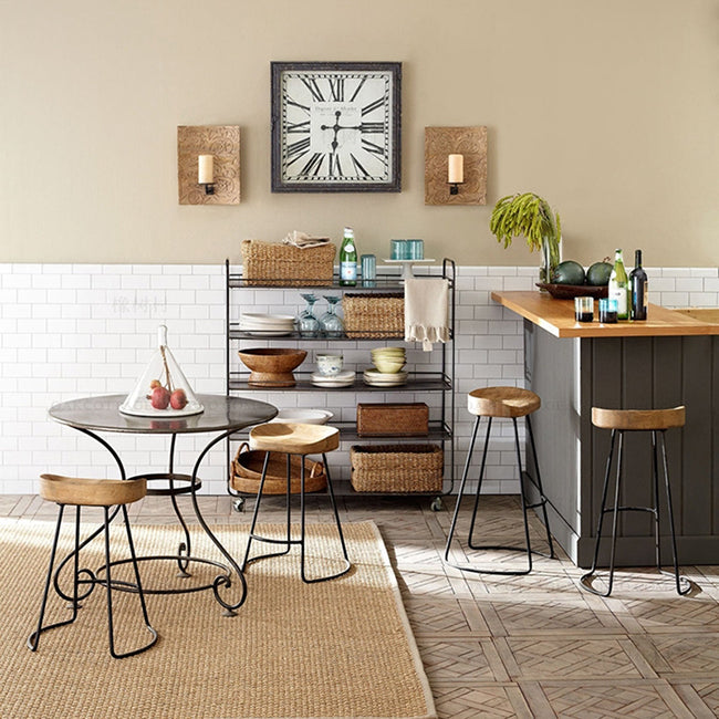 Saddle Seat Coffee Shop Bar & Counter Stool Modern Wood and Metal Dining Stool Clearhalo 'Bar Furniture' 'Bar Stools' 'bar_stools' 'furn' 'furn_bar_stools' 'Furniture' 'Kitchen & Dining Furniture' 6220748