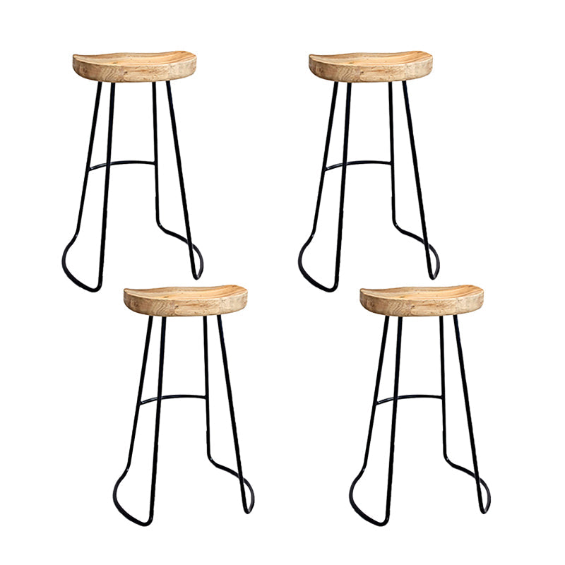 Saddle Seat Coffee Shop Bar & Counter Stool Modern Wood and Metal Dining Stool 4 Piece Set Counter Stool(26"H) Clearhalo 'Bar Furniture' 'Bar Stools' 'bar_stools' 'furn' 'furn_bar_stools' 'Furniture' 'Kitchen & Dining Furniture' 6220749