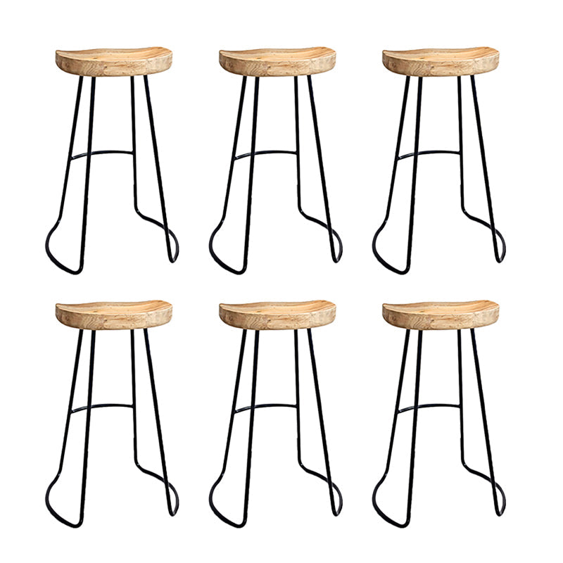 Saddle Seat Coffee Shop Bar & Counter Stool Modern Wood and Metal Dining Stool 6 Piece Set Counter Stool(26"H) Clearhalo 'Bar Furniture' 'Bar Stools' 'bar_stools' 'furn' 'furn_bar_stools' 'Furniture' 'Kitchen & Dining Furniture' 6220751