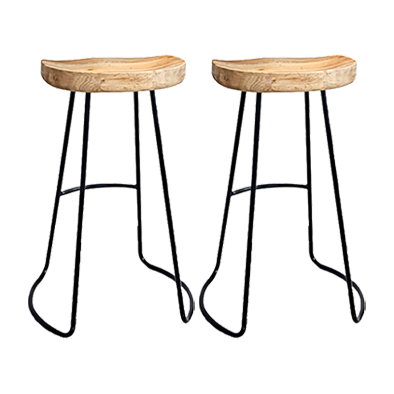 Saddle Seat Coffee Shop Bar & Counter Stool Modern Wood and Metal Dining Stool 2 Piece Set Bar Stool(30"H) Clearhalo 'Bar Furniture' 'Bar Stools' 'bar_stools' 'furn' 'furn_bar_stools' 'Furniture' 'Kitchen & Dining Furniture' 6220760