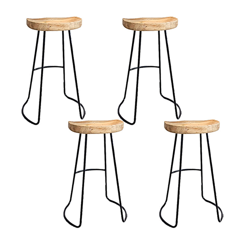 Saddle Seat Coffee Shop Bar & Counter Stool Modern Wood and Metal Dining Stool 4 Piece Set Bar Stool(30"H) Clearhalo 'Bar Furniture' 'Bar Stools' 'bar_stools' 'furn' 'furn_bar_stools' 'Furniture' 'Kitchen & Dining Furniture' 6220762