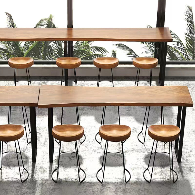 Saddle Seat Coffee Shop Bar & Counter Stool Modern Wood and Metal Dining Stool Clearhalo 'Bar Furniture' 'Bar Stools' 'bar_stools' 'furn' 'furn_bar_stools' 'Furniture' 'Kitchen & Dining Furniture' 6220763