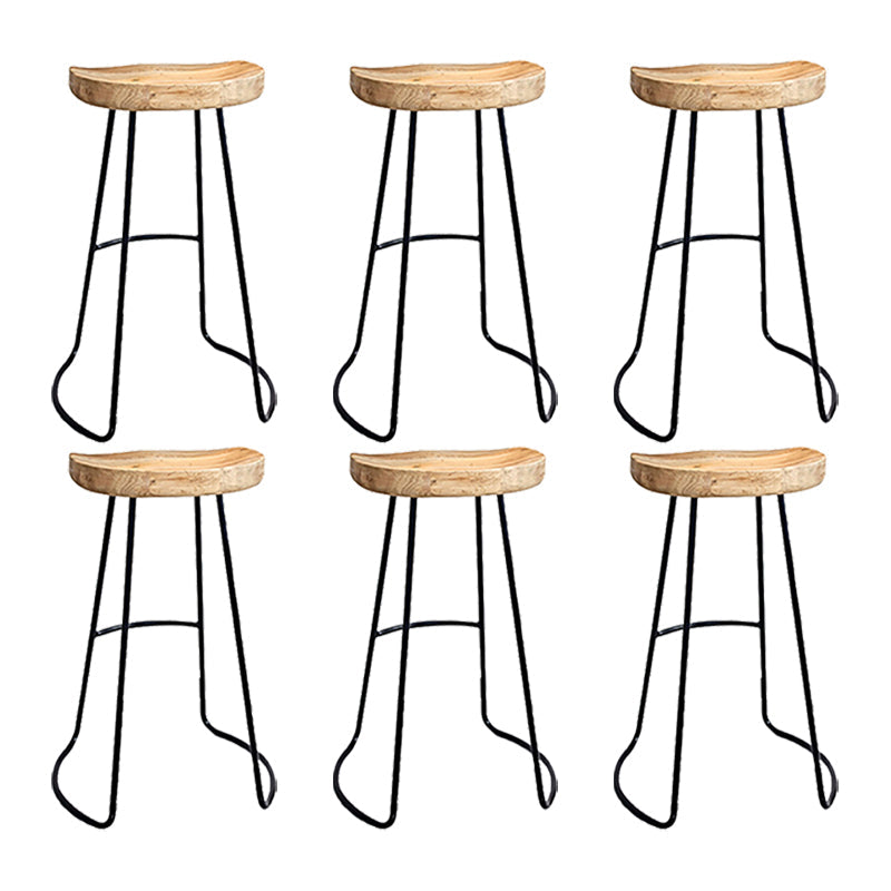 Saddle Seat Coffee Shop Bar & Counter Stool Modern Wood and Metal Dining Stool 6 Piece Set Bar Stool(30"H) Clearhalo 'Bar Furniture' 'Bar Stools' 'bar_stools' 'furn' 'furn_bar_stools' 'Furniture' 'Kitchen & Dining Furniture' 6220764