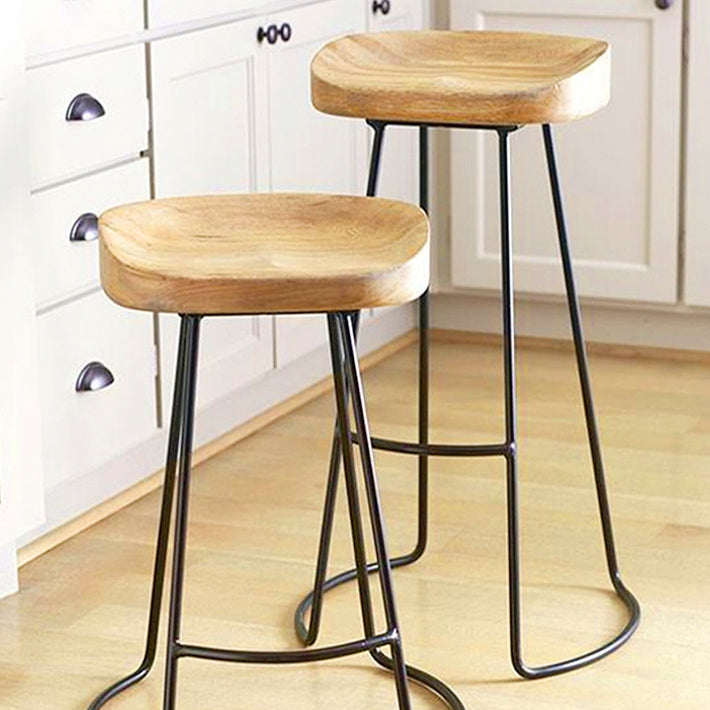 Saddle Seat Coffee Shop Bar & Counter Stool Modern Wood and Metal Dining Stool Clearhalo 'Bar Furniture' 'Bar Stools' 'bar_stools' 'furn' 'furn_bar_stools' 'Furniture' 'Kitchen & Dining Furniture' 6220767