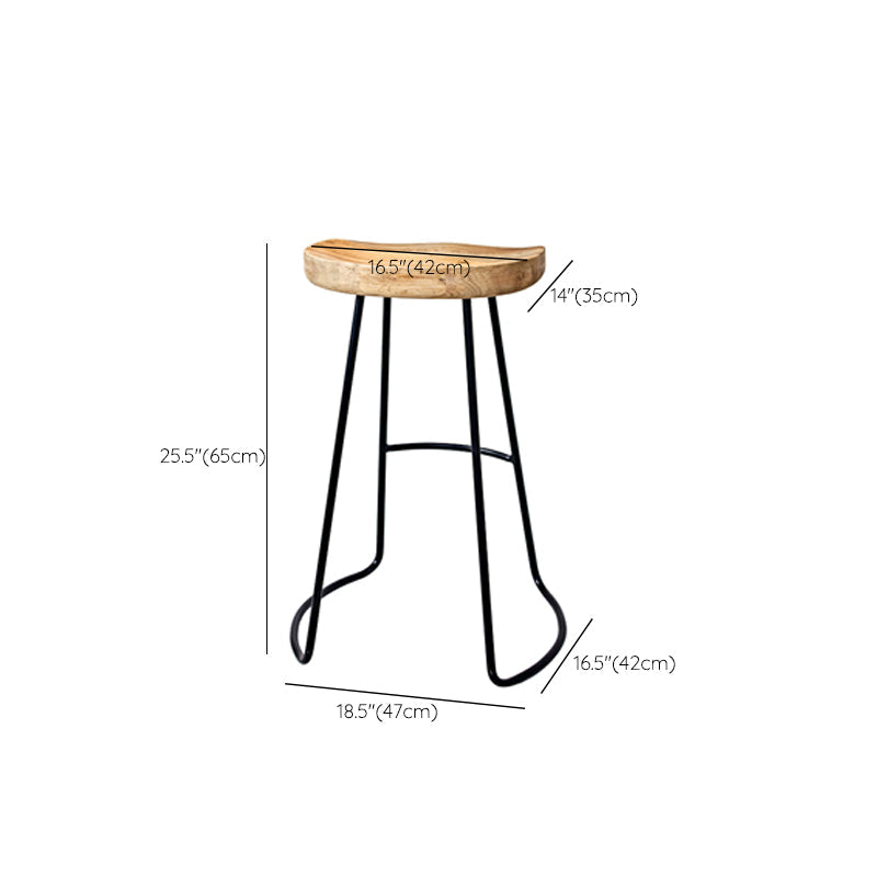 Saddle Seat Coffee Shop Bar & Counter Stool Modern Wood and Metal Dining Stool Clearhalo 'Bar Furniture' 'Bar Stools' 'bar_stools' 'furn' 'furn_bar_stools' 'Furniture' 'Kitchen & Dining Furniture' 6220768