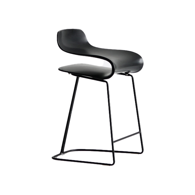 Backrest Armless Counter Stool Modern Iron Bar Stool with Plastic Cushion Black 1 Piece Clearhalo 'Bar Furniture' 'Bar Stools' 'bar_stools' 'furn' 'furn_bar_stools' 'Furniture' 'Kitchen & Dining Furniture' 6220848