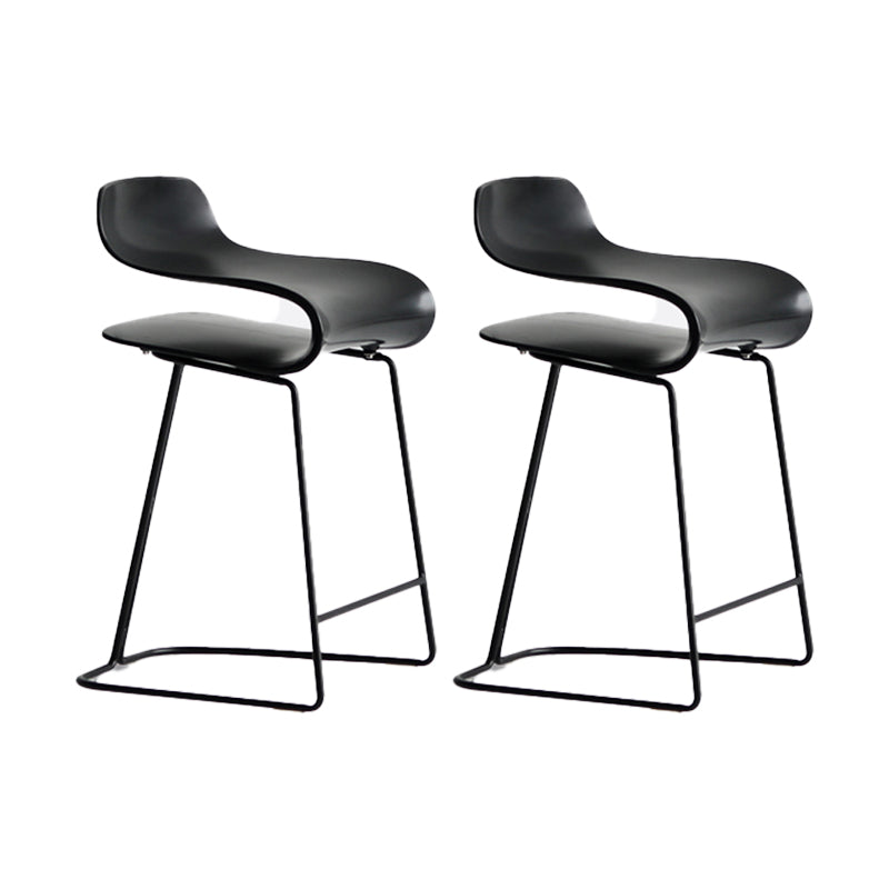 Backrest Armless Counter Stool Modern Iron Bar Stool with Plastic Cushion Black 2 Piece Set Clearhalo 'Bar Furniture' 'Bar Stools' 'bar_stools' 'furn' 'furn_bar_stools' 'Furniture' 'Kitchen & Dining Furniture' 6220850