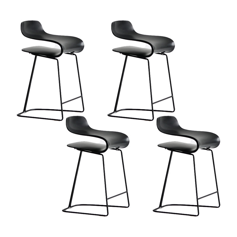Backrest Armless Counter Stool Modern Iron Bar Stool with Plastic Cushion Black 4 Piece Set Clearhalo 'Bar Furniture' 'Bar Stools' 'bar_stools' 'furn' 'furn_bar_stools' 'Furniture' 'Kitchen & Dining Furniture' 6220852