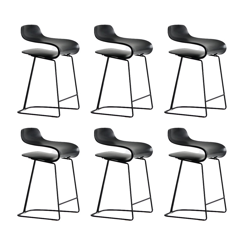 Backrest Armless Counter Stool Modern Iron Bar Stool with Plastic Cushion Black 6 Piece Set Clearhalo 'Bar Furniture' 'Bar Stools' 'bar_stools' 'furn' 'furn_bar_stools' 'Furniture' 'Kitchen & Dining Furniture' 6220854