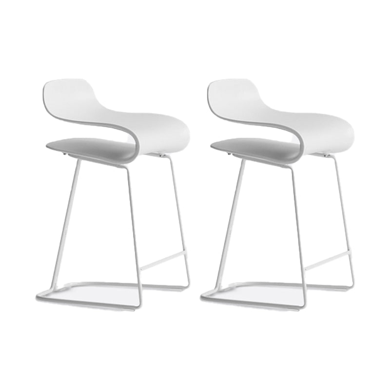 Backrest Armless Counter Stool Modern Iron Bar Stool with Plastic Cushion White 2 Piece Set Clearhalo 'Bar Furniture' 'Bar Stools' 'bar_stools' 'furn' 'furn_bar_stools' 'Furniture' 'Kitchen & Dining Furniture' 6220859