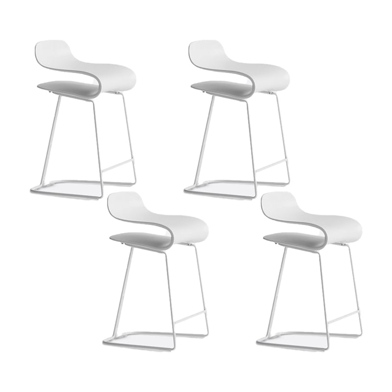Backrest Armless Counter Stool Modern Iron Bar Stool with Plastic Cushion White 4 Piece Set Clearhalo 'Bar Furniture' 'Bar Stools' 'bar_stools' 'furn' 'furn_bar_stools' 'Furniture' 'Kitchen & Dining Furniture' 6220860