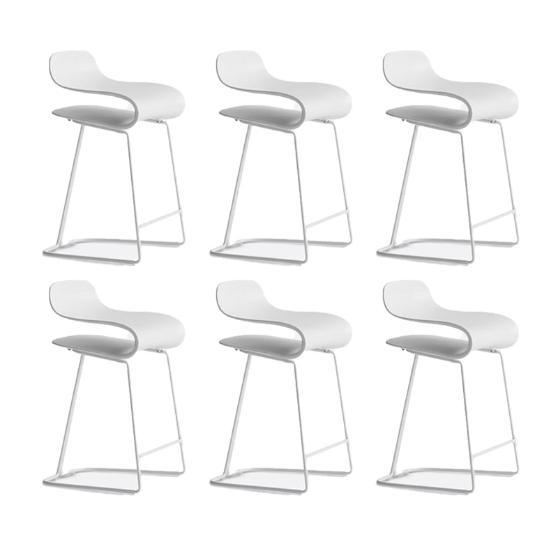 Backrest Armless Counter Stool Modern Iron Bar Stool with Plastic Cushion White 6 Piece Set Clearhalo 'Bar Furniture' 'Bar Stools' 'bar_stools' 'furn' 'furn_bar_stools' 'Furniture' 'Kitchen & Dining Furniture' 6220862