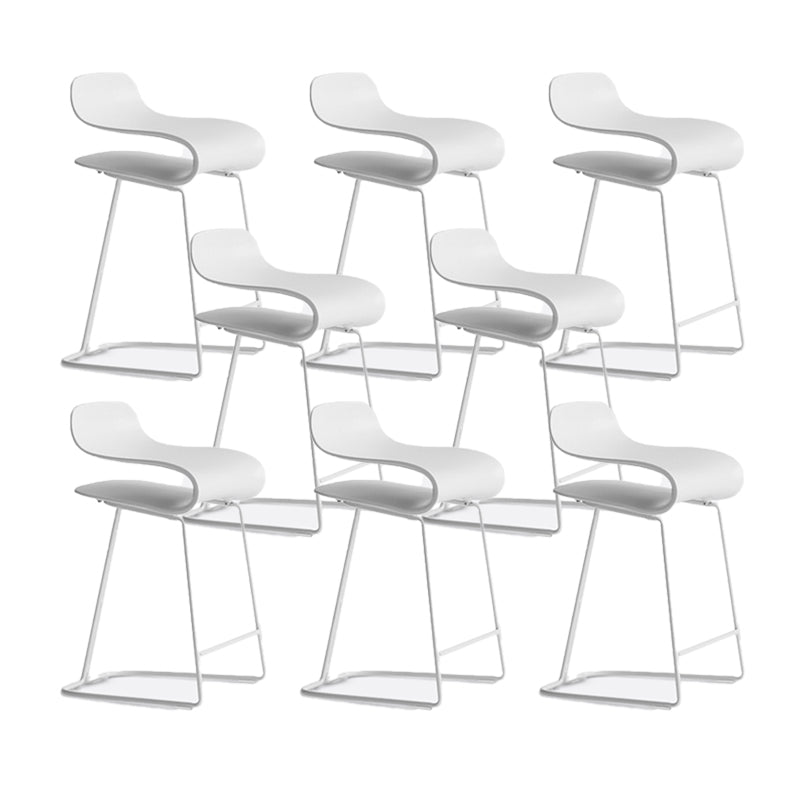 Backrest Armless Counter Stool Modern Iron Bar Stool with Plastic Cushion White 8 Piece Set Clearhalo 'Bar Furniture' 'Bar Stools' 'bar_stools' 'furn' 'furn_bar_stools' 'Furniture' 'Kitchen & Dining Furniture' 6220864