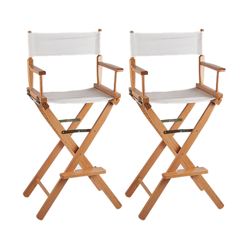 Industrial Backrest Arm Counter Stool Solid Wood Bar Stool with Canvas Cushion White 2 Piece Set Clearhalo 'Bar Furniture' 'Bar Stools' 'bar_stools' 'furn' 'furn_bar_stools' 'Furniture' 'Kitchen & Dining Furniture' 6220906