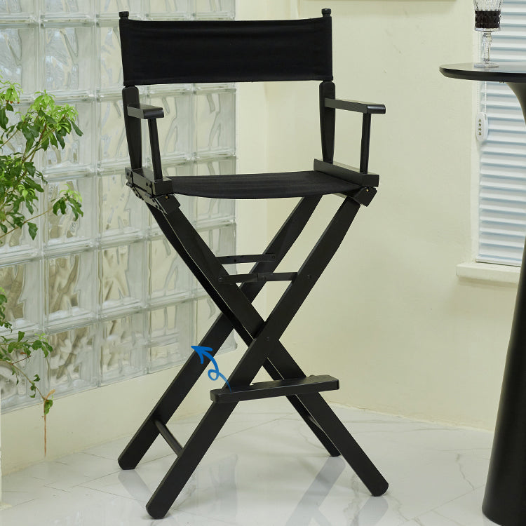 Industrial Backrest Arm Counter Stool Solid Wood Bar Stool with Canvas Cushion Clearhalo 'Bar Furniture' 'Bar Stools' 'bar_stools' 'furn' 'furn_bar_stools' 'Furniture' 'Kitchen & Dining Furniture' 6220907
