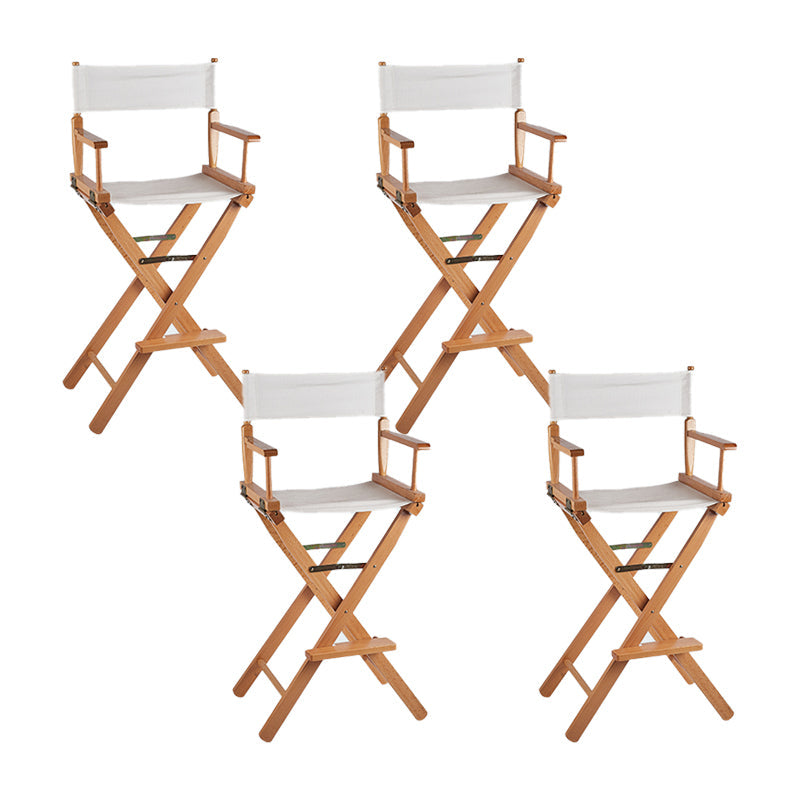 Industrial Backrest Arm Counter Stool Solid Wood Bar Stool with Canvas Cushion White 4 Piece Set Clearhalo 'Bar Furniture' 'Bar Stools' 'bar_stools' 'furn' 'furn_bar_stools' 'Furniture' 'Kitchen & Dining Furniture' 6220909
