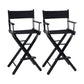 Industrial Backrest Arm Counter Stool Solid Wood Bar Stool with Canvas Cushion Black 2 Piece Set Clearhalo 'Bar Furniture' 'Bar Stools' 'bar_stools' 'furn' 'furn_bar_stools' 'Furniture' 'Kitchen & Dining Furniture' 6220915