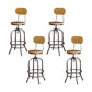 Modern Armless Counter Stool Metal Bar Stool with Wooden Seat