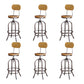 Modern Armless Counter Stool Metal Bar Stool with Wooden Seat