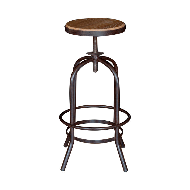 Modern Armless Counter Stool Metal Bar Stool with Wooden Seat