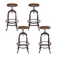 Modern Armless Counter Stool Metal Bar Stool with Wooden Seat