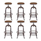 Modern Armless Counter Stool Metal Bar Stool with Wooden Seat