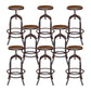 Modern Armless Counter Stool Metal Bar Stool with Wooden Seat
