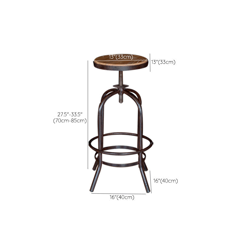 Modern Armless Counter Stool Metal Bar Stool with Wooden Seat