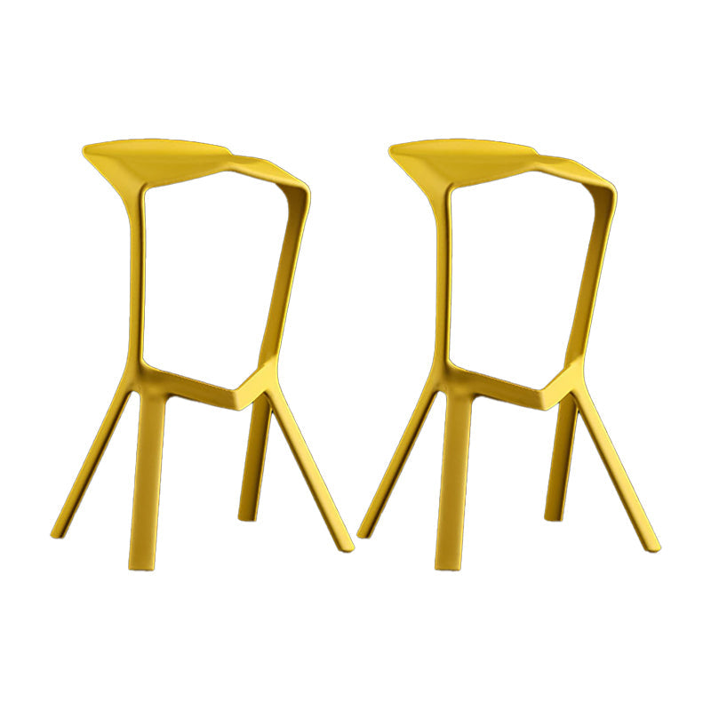 Industrial Armless Counter Stool Plastic Cafe Bar Stool with 4 Legs Yellow 2 Piece Set Clearhalo 'Bar Furniture' 'Bar Stools' 'bar_stools' 'furn' 'furn_bar_stools' 'Furniture' 'Kitchen & Dining Furniture' 6220998